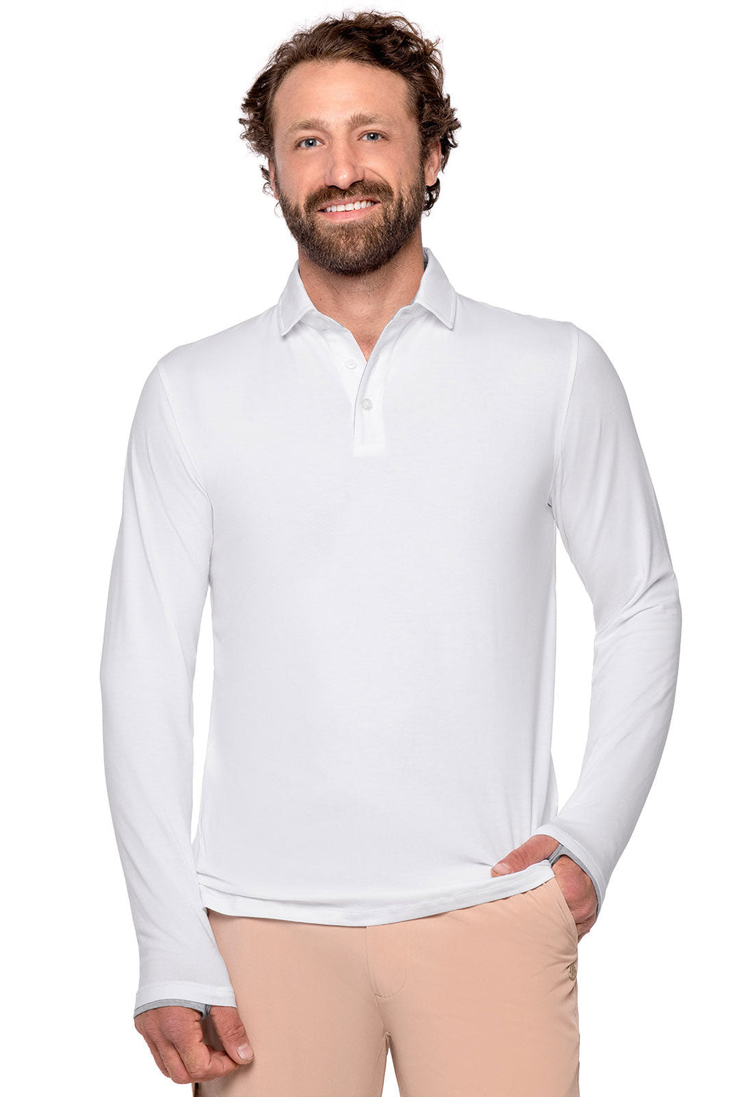Men's Bal Harbour Long Sleeve Polo with Thumbholes | White
